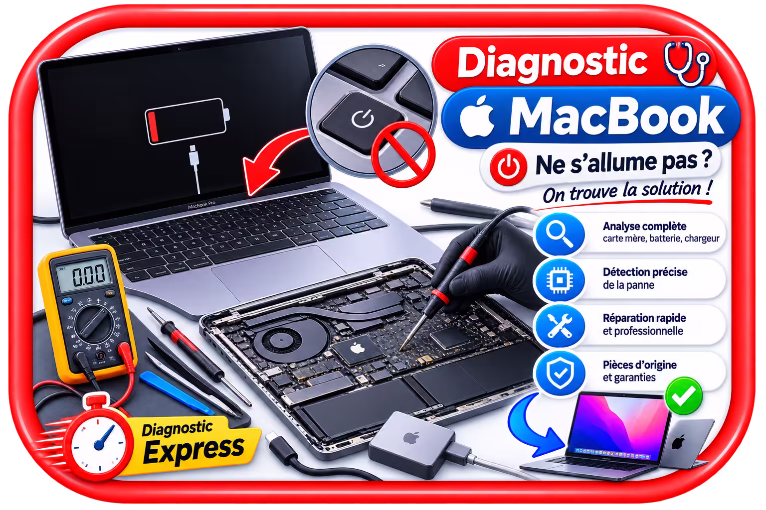 Diagnostic MacBook Pro ne s'allume plus Bordeaux