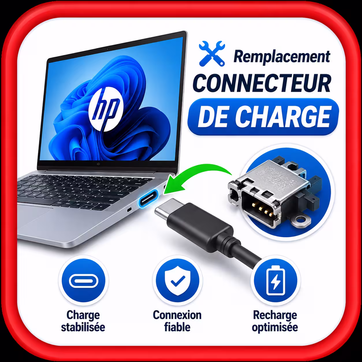 Réparation connecteur charge HP Bordeaux