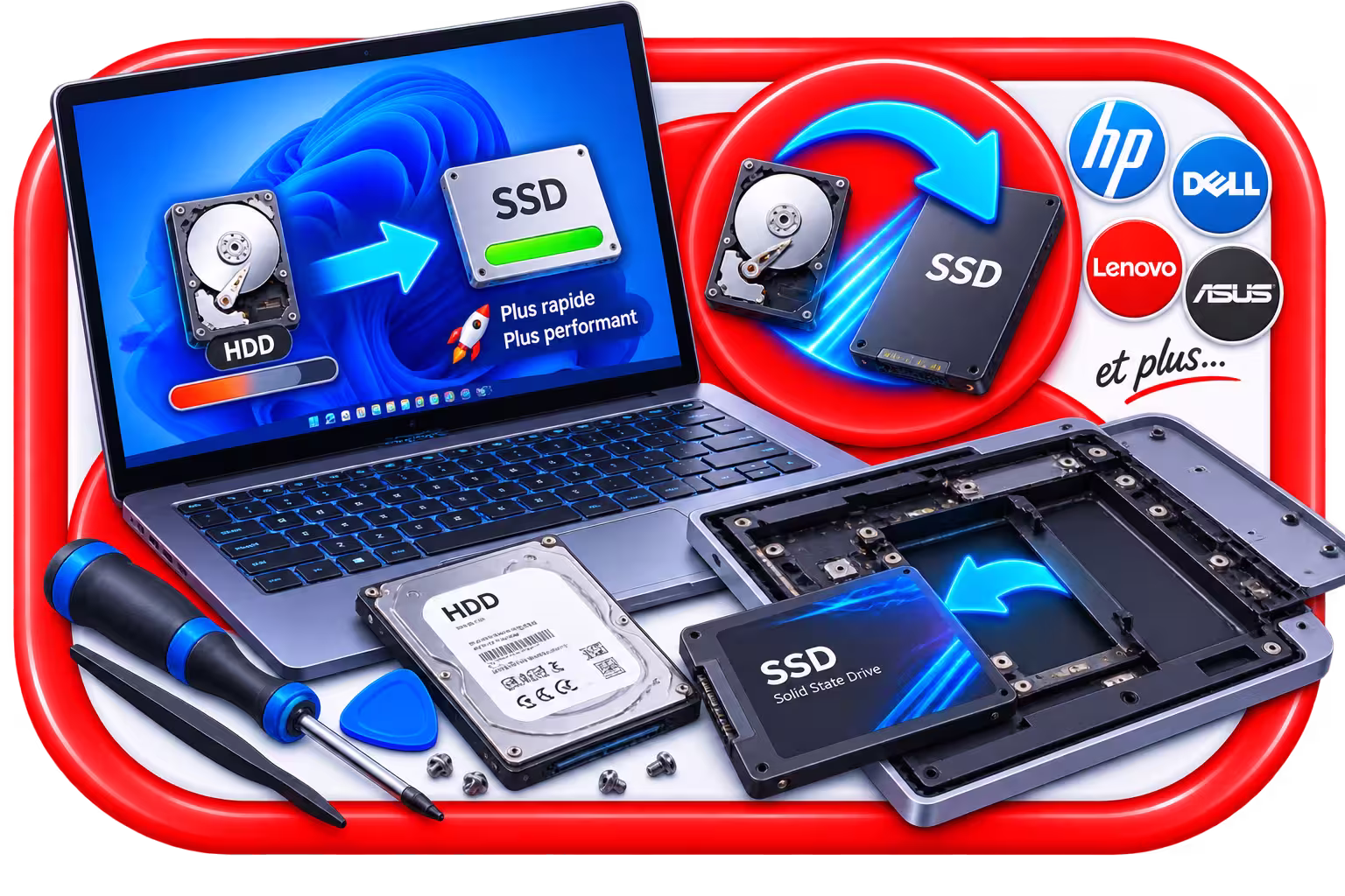Remplacement disque dur SSD PC Bordeaux