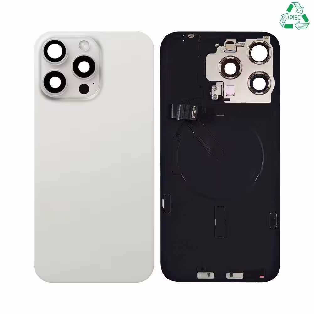 Cache Arrière Aftermarket (PIEC) Apple iPhone 15 Pro Max Titane Blanc Apple iPhone 15 Pro Max